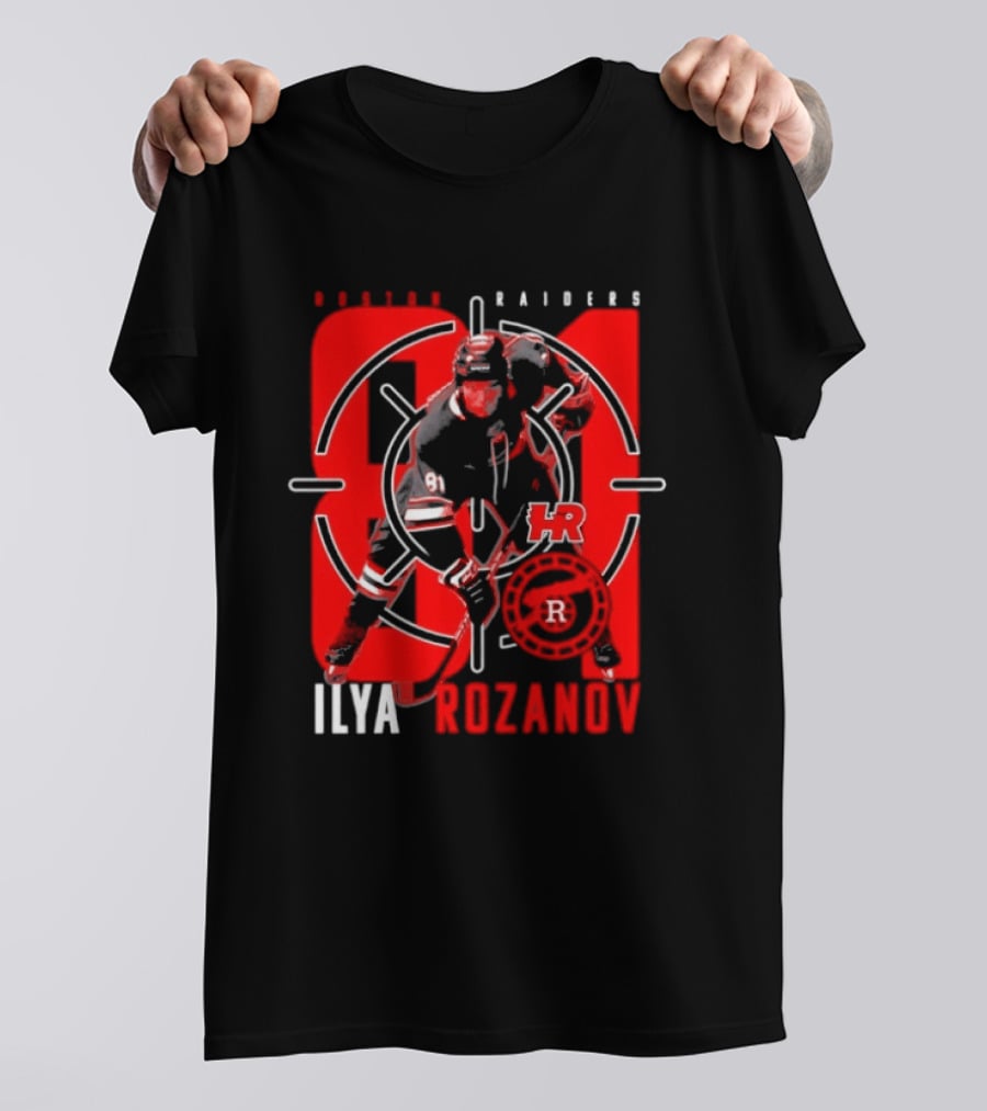 Boston Raiders Player Ilya Rozanov Hockey Target T-Shirt