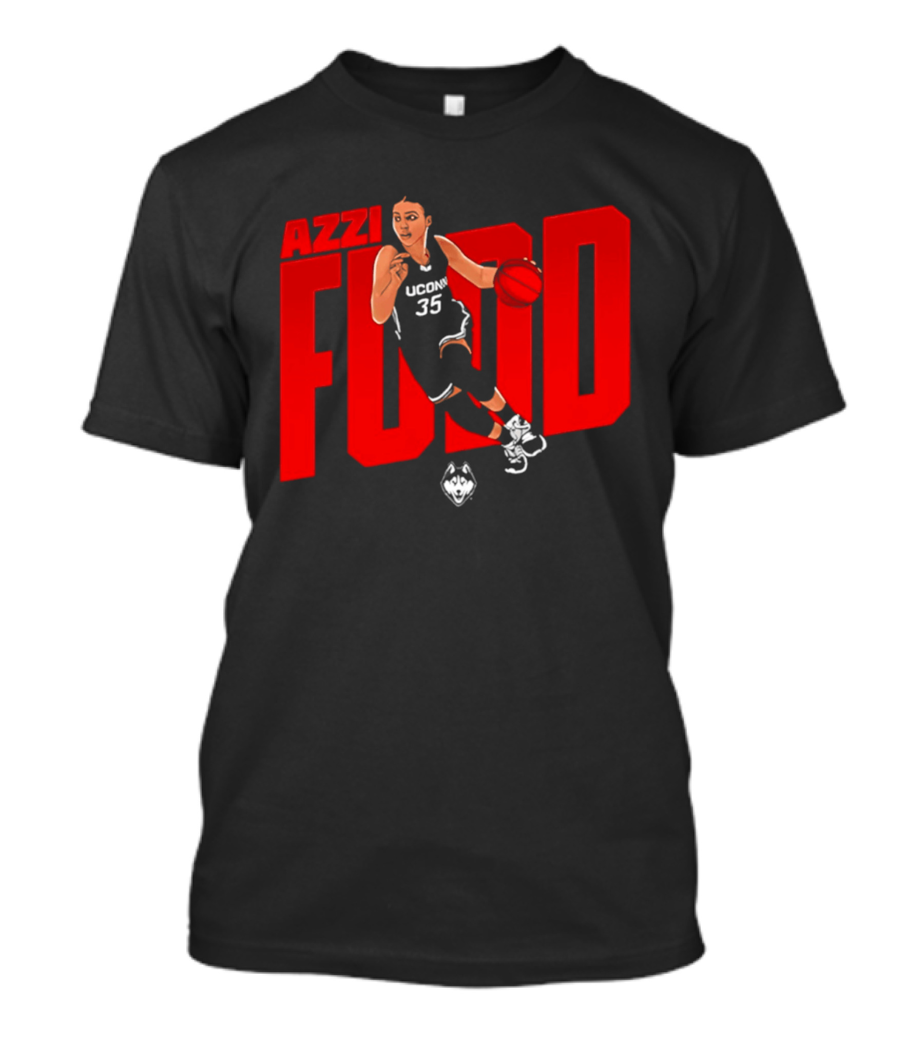 Azzi Fudd UConn 35 Basketball NCAA Fudd Red Block T-Shirt