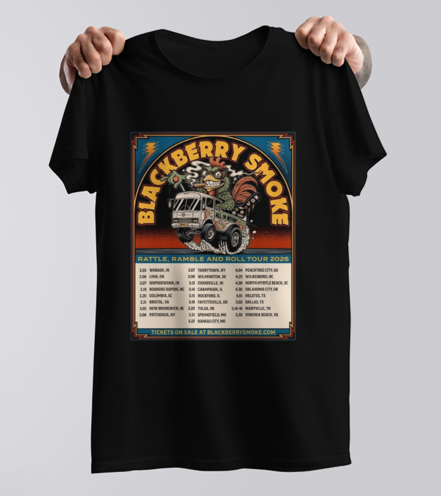 Blackberry Smoke Rattle Ramble And Roll Tour 2026 All Or Nothin Truck Dates T-Shirt