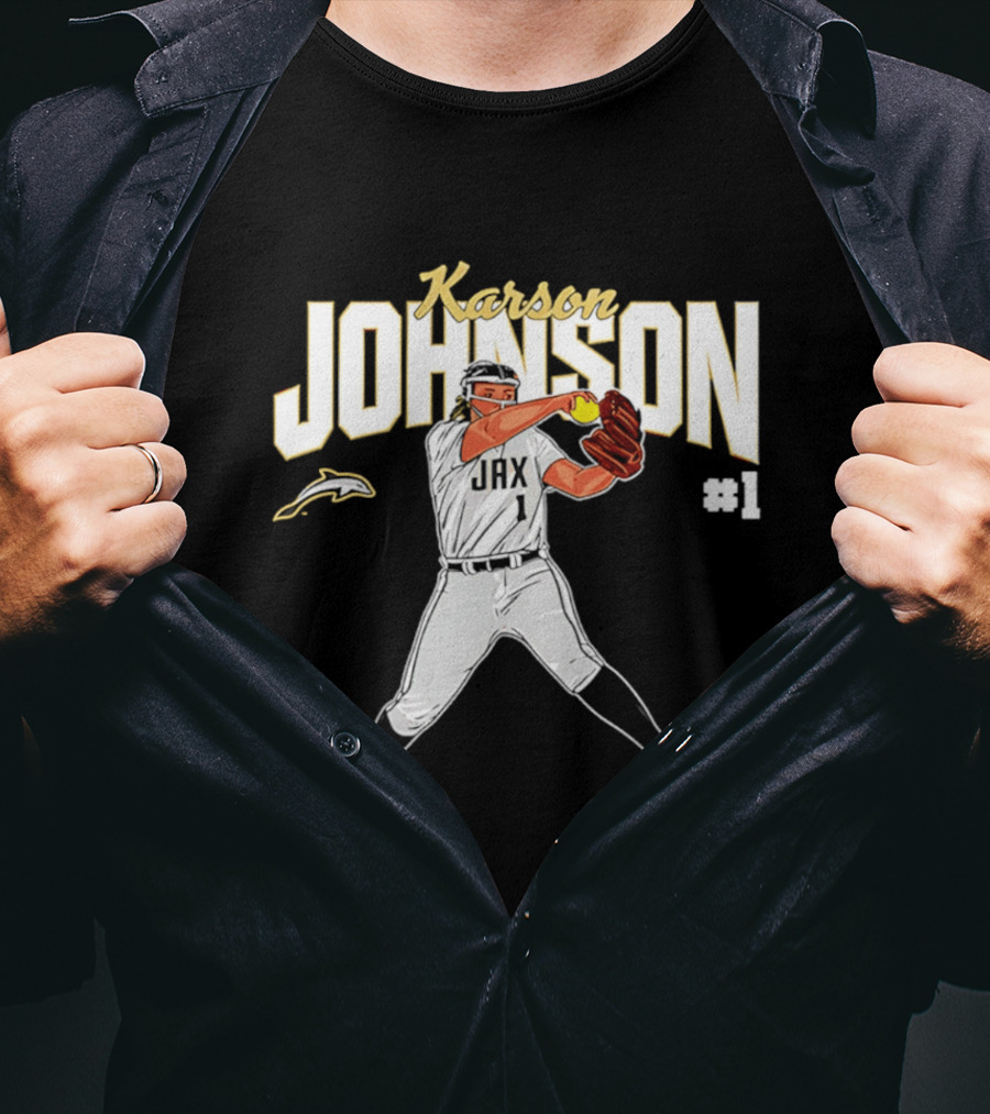 Karson Johnson JAX Softball #1 Caricature Legends T-Shirt