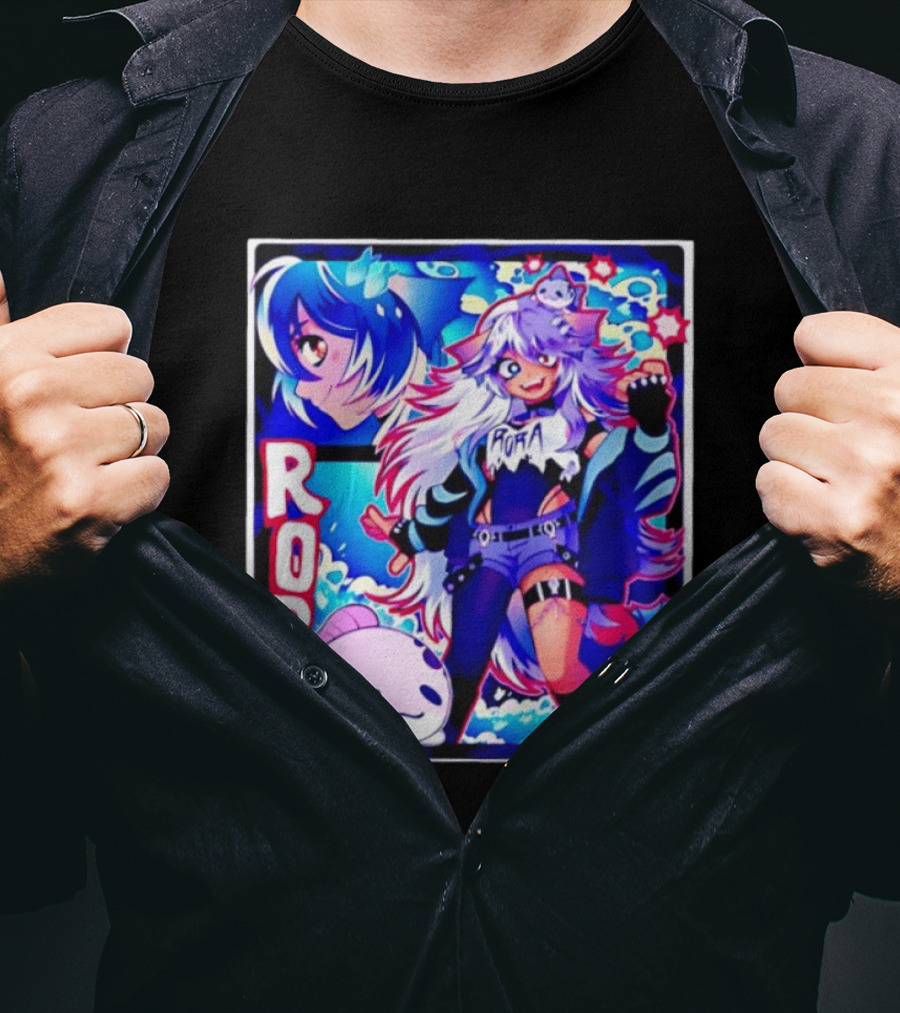 Rora Anime Character Vibrant Art With Cute Fantasy Elements And Pink Creature T-Shirt