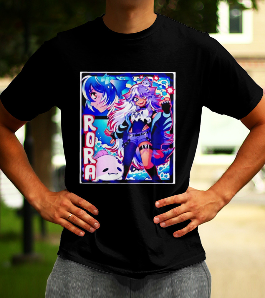 Rora Anime Character Vibrant Art With Cute Fantasy Elements And Pink Creature T-Shirt