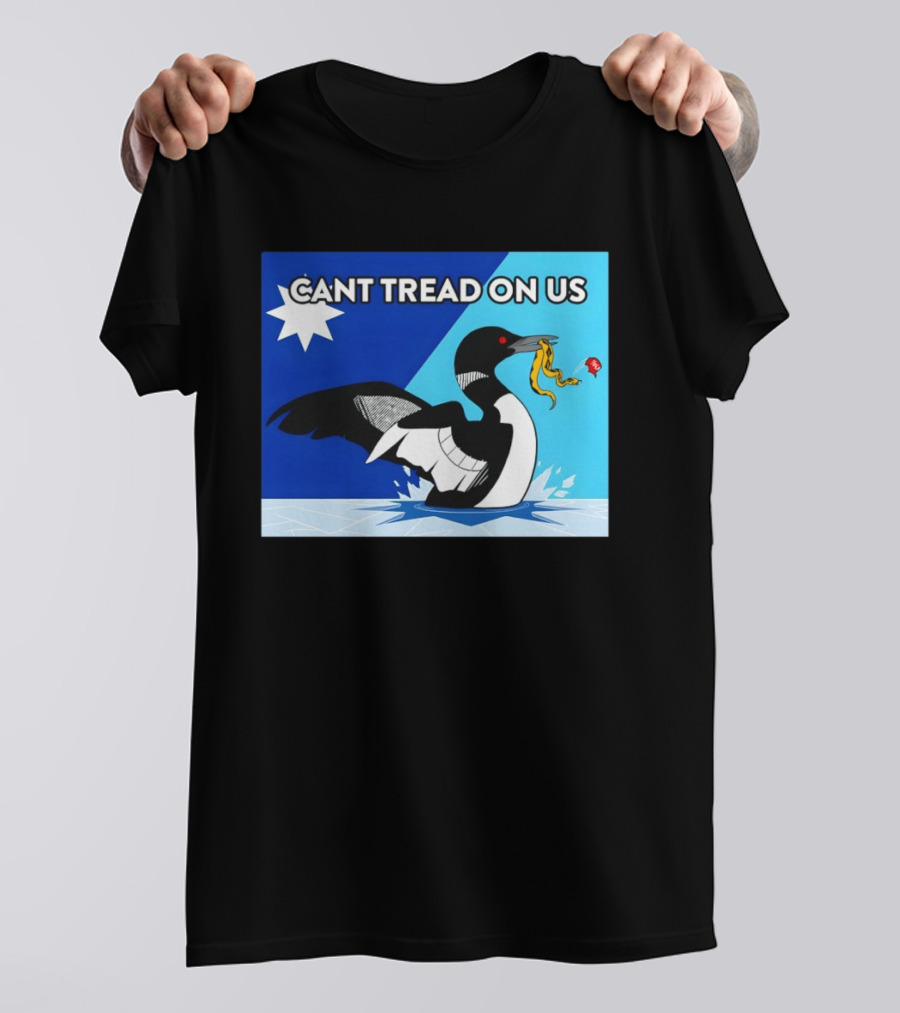 Can't Tread On Us Minnesota Loon Yellow Snake Black Bird Blue T-Shirt