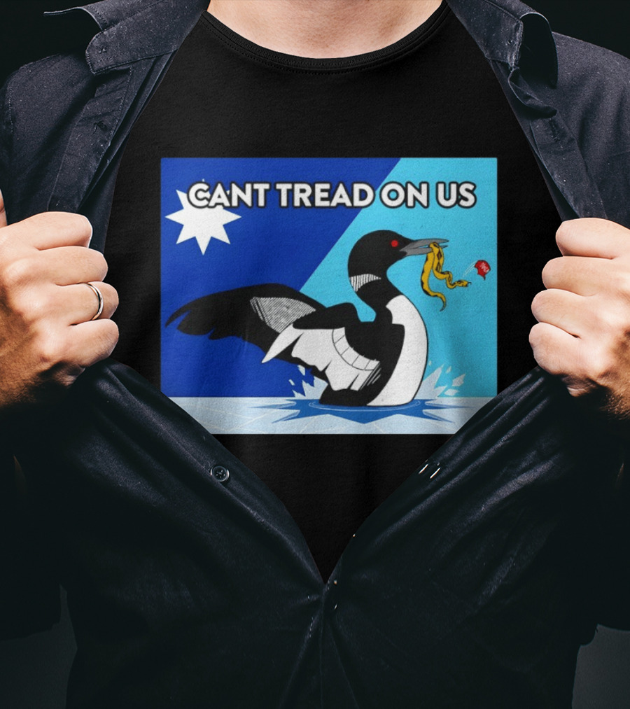 Can't Tread On Us Minnesota Loon Yellow Snake Black Bird Blue T-Shirt