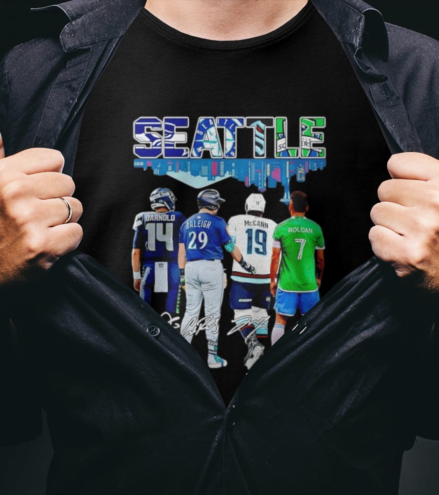 Seattle Sam Darnold Cal Raleigh Jared McCann Cristian Roldan Skyline T-Shirt