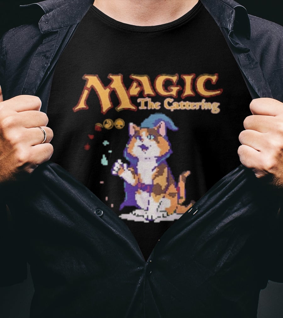 Magic The Cattering Cat Wizard With Magic The Gathering T-Shirt