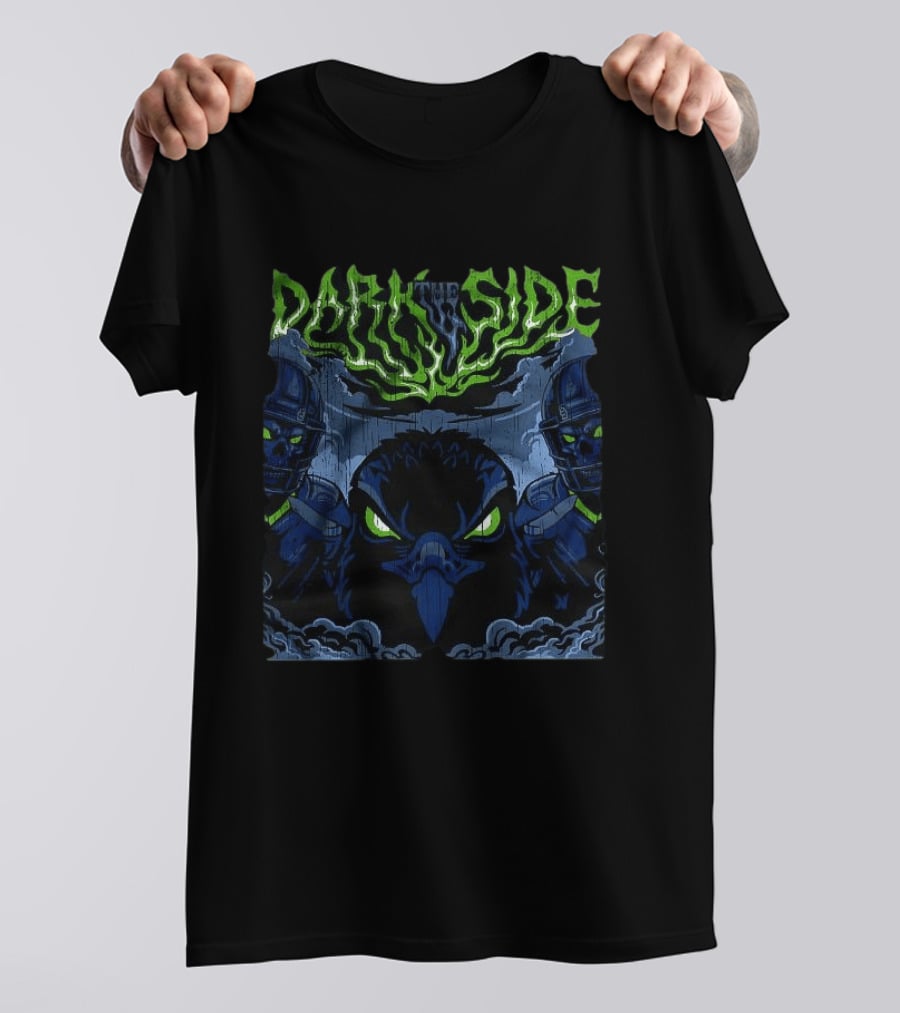 Seattle Seahawks Dark Side Night Vision Skull Eclipse T-Shirt