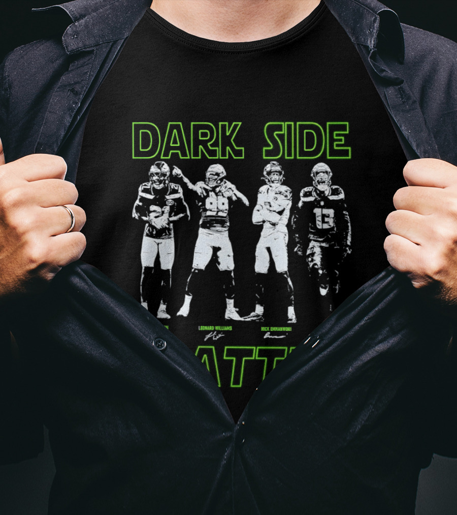 Seattle Seahawks 2026 Dark Side Defense Devon Witherspoon Leonard Williams Nick Emnanwori Ernest Jones IV T-Shirt