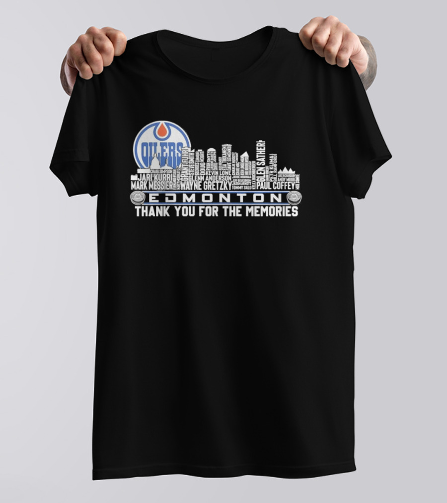 Edmonton Oilers Players City Skyline Thank You For The Memories T-Shirt