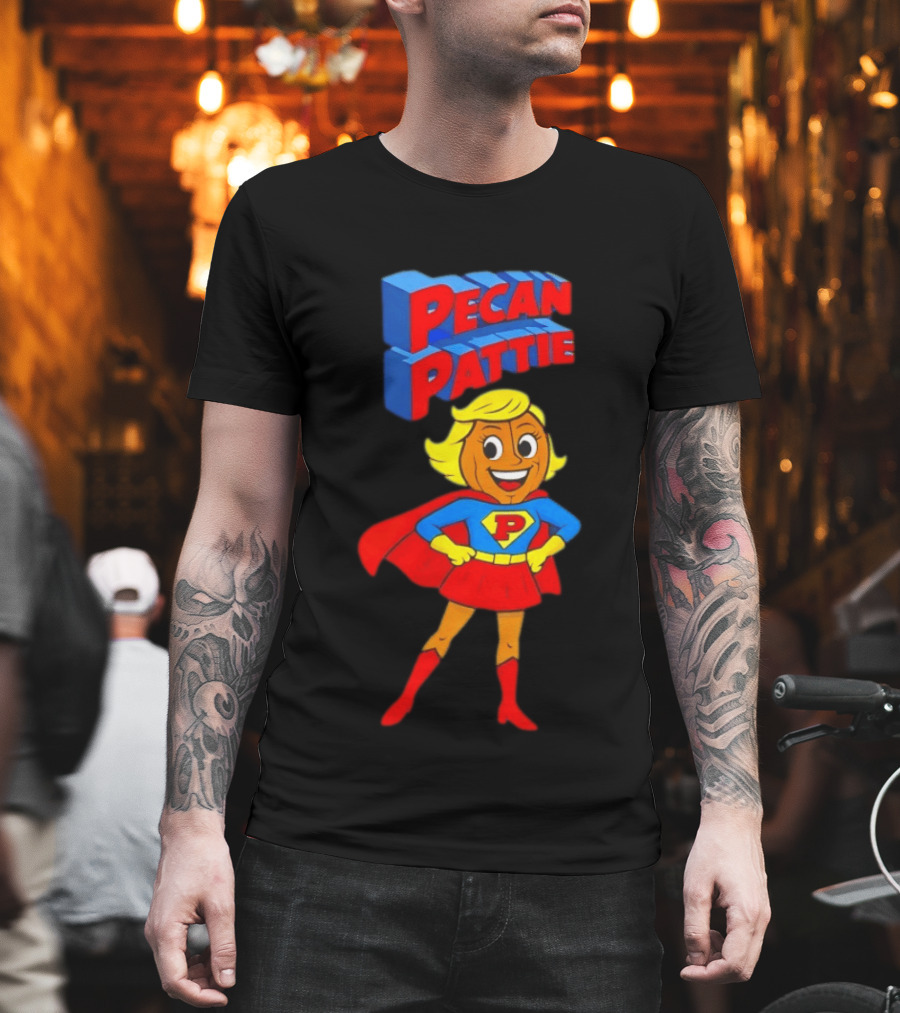 Pecan Pattie Superhero Character Red Blue Outfit T-Shirt