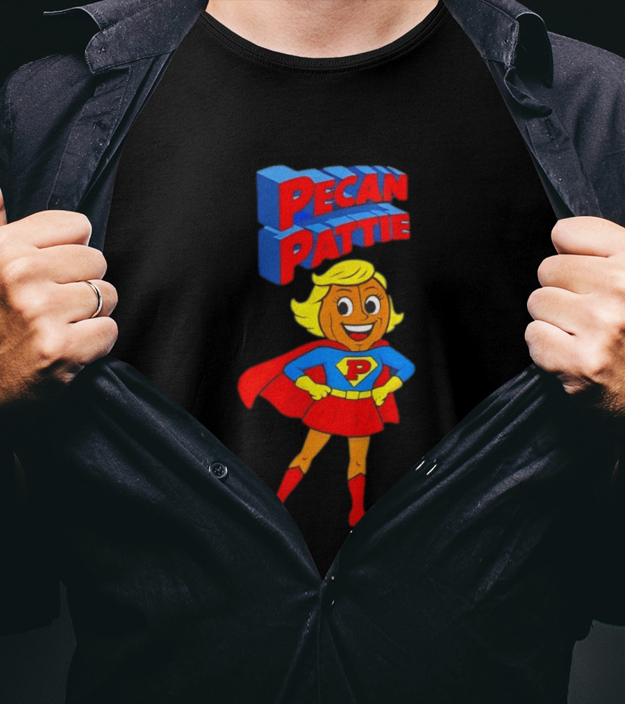 Pecan Pattie Superhero Character Red Blue Outfit T-Shirt