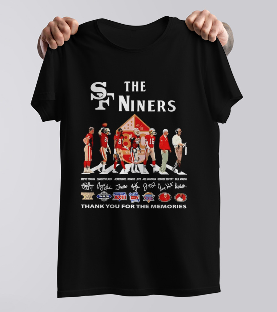 The Niners San Francisco 49ers Legends Thank You For The Memories Icons And Championships T-Shirt