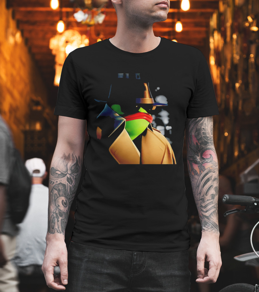 Pepe The Frog Detective Trench Coat Cigarette Doodles T-Shirt