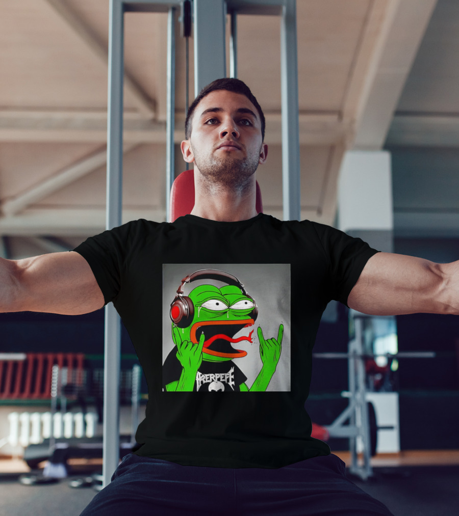Pepe The Frog Metal Rocker With Headphones And Screaming Face T-Shirt