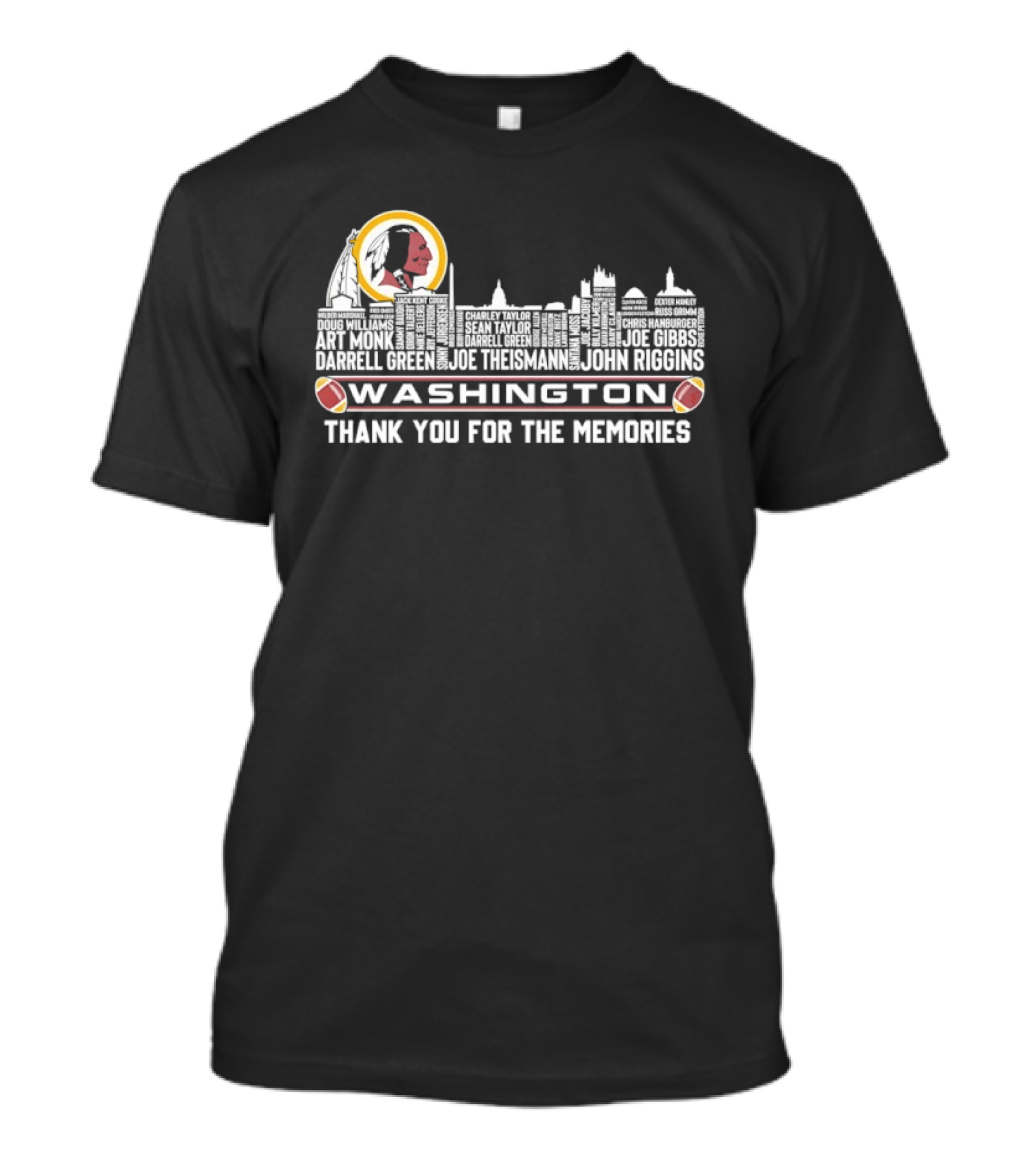 Washington Redskins Player Names City Skyline Thank You For The Memories T-Shirt