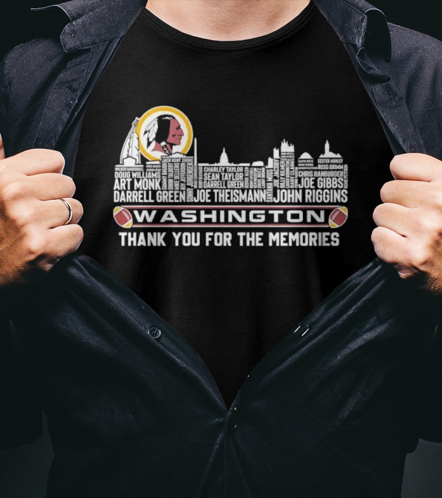 Washington Redskins Player Names City Skyline Thank You For The Memories T-Shirt