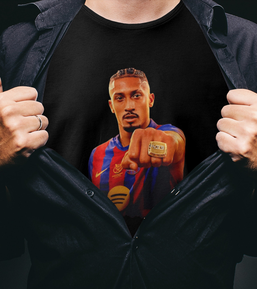 Raphinha Barcelona Brazil Player Ring La Liga Collage T-Shirt