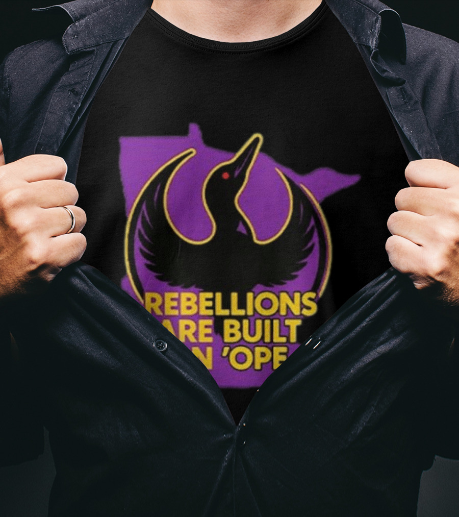 Rebellions Are Built On 'Ope Minnesota Purple Map Black Bird T-Shirt