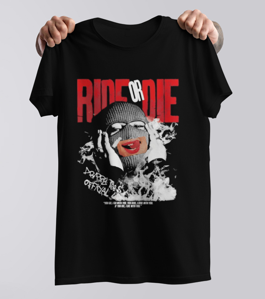 Ride Or Die Joker Grunge Typography And Distorted Joker Face T-Shirt