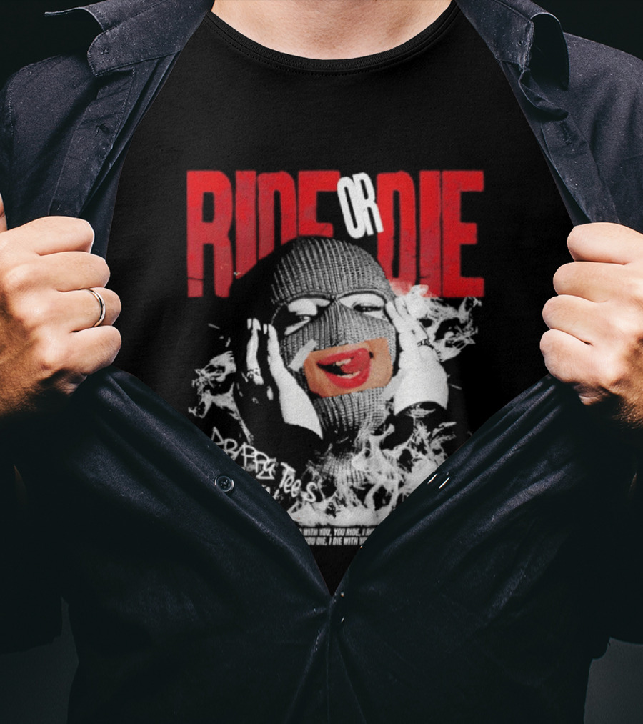 Ride Or Die Joker Grunge Typography And Distorted Joker Face T-Shirt
