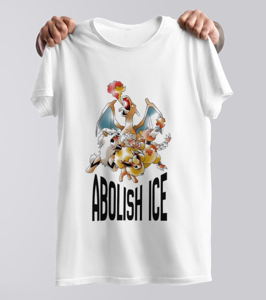 Abolish ICE Pokémon Characters Charizard Blastoise Pikachu Protest T-Shirt