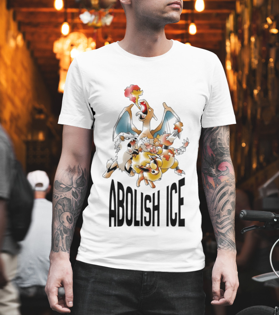 Abolish ICE Pokémon Characters Charizard Blastoise Pikachu Protest T-Shirt