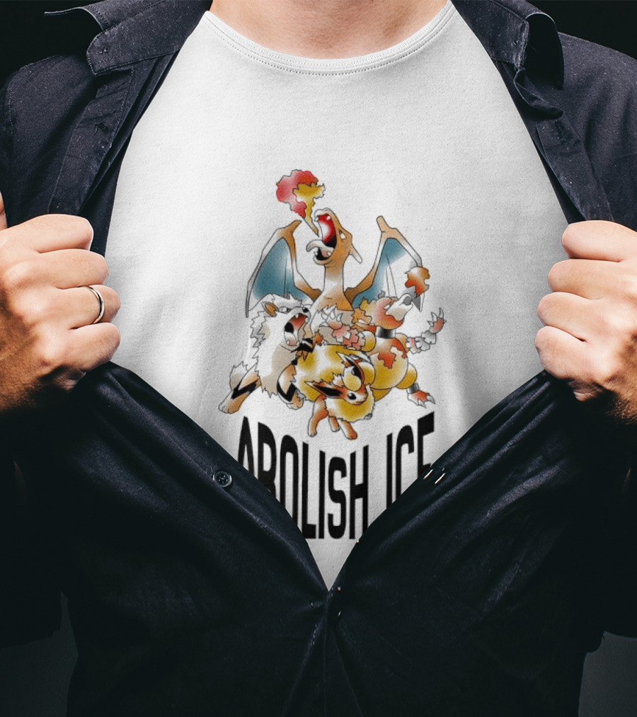 Abolish ICE Pokémon Characters Charizard Blastoise Pikachu Protest T-Shirt