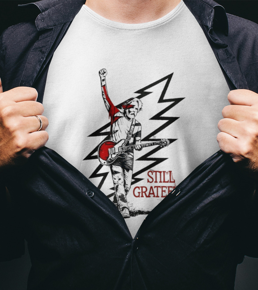 Bob Weir Holding Guitar Still Grateful White Lightning T-Shirt