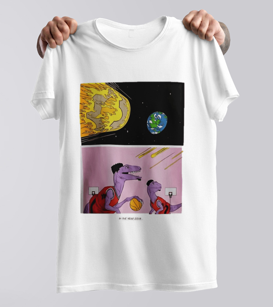 Bron Sends Him A LeBronto Dinosaur Meteor Basketball Earth Raptors T-Shirt