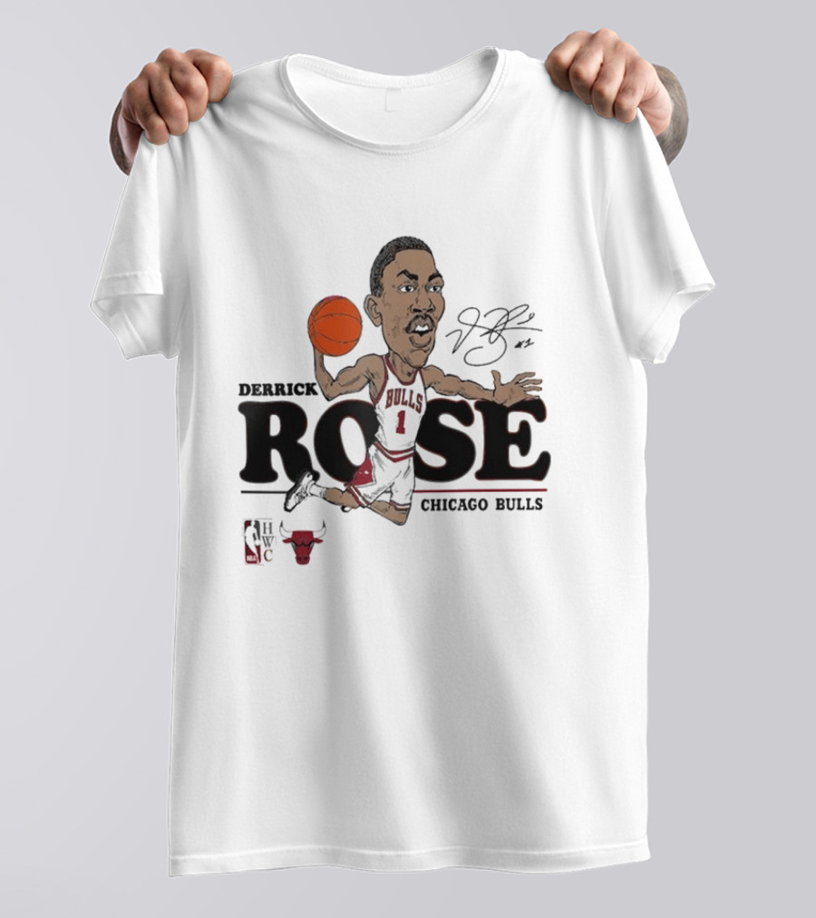 Derrick Rose Chicago Bulls Caricature Basketball T-Shirt