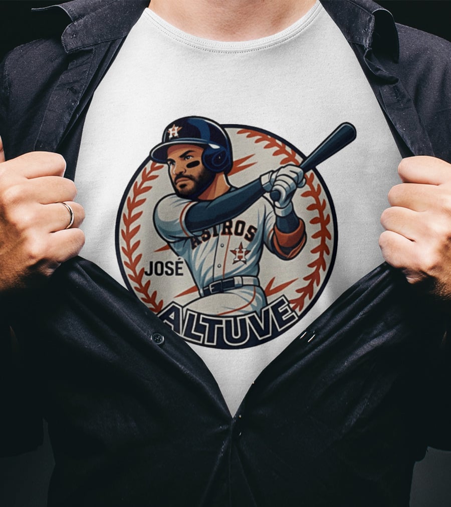 Houston Astros José Altuve Baseball Caricature T-Shirt