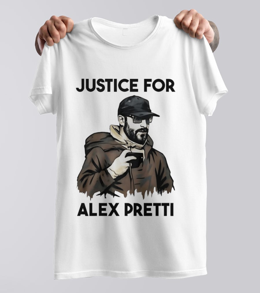 Justice For Alex Pretti Black Cap And Coffee Cup T-Shirt