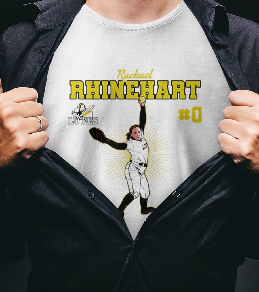 Rachael Rhinehart PLU Lutes Softball #0 Caricature T-Shirt