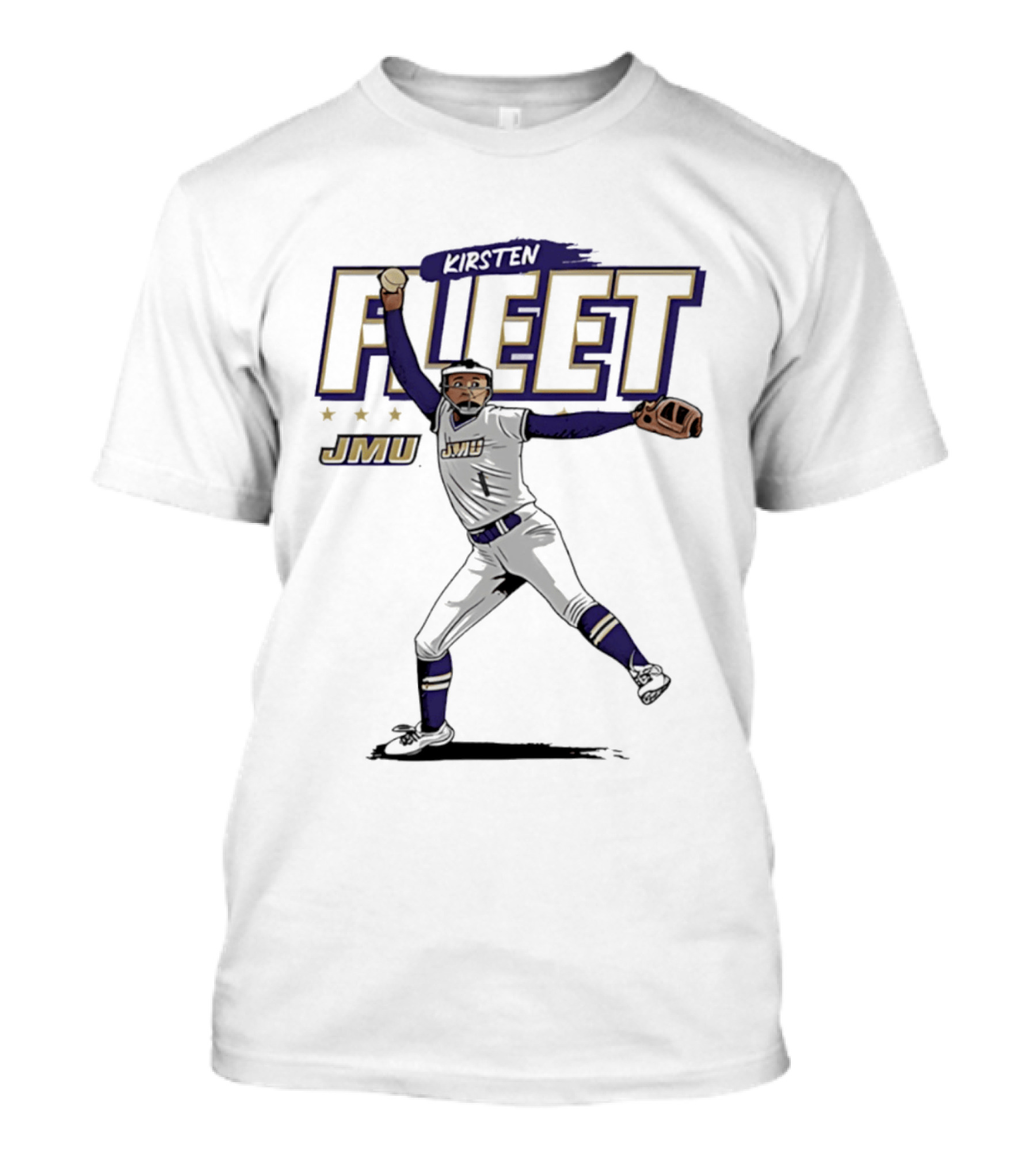 Kirsten Fleet JMU Softball NCAA Player Caricature T-Shirt
