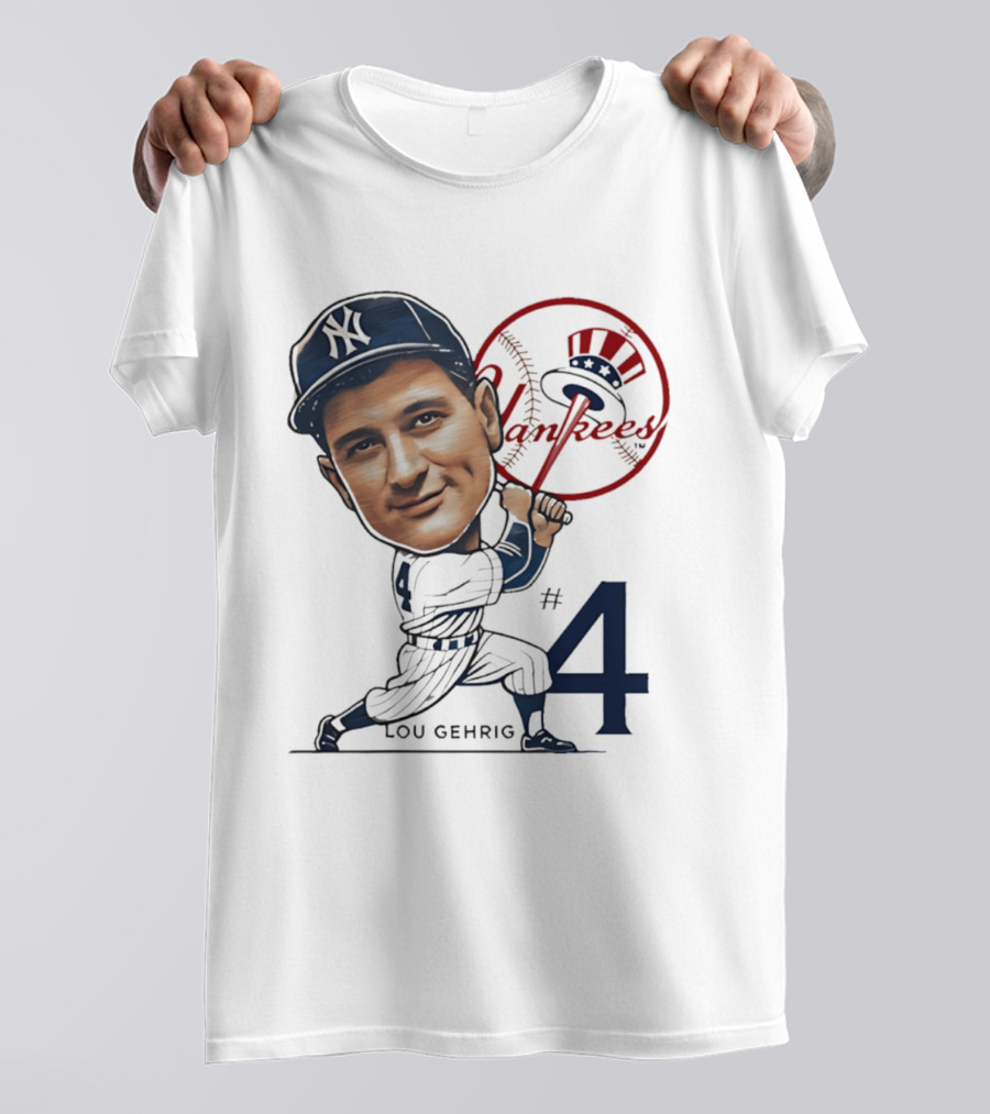 Lou Gehrig New York Yankees #4 Caricature Yankees T-Shirt