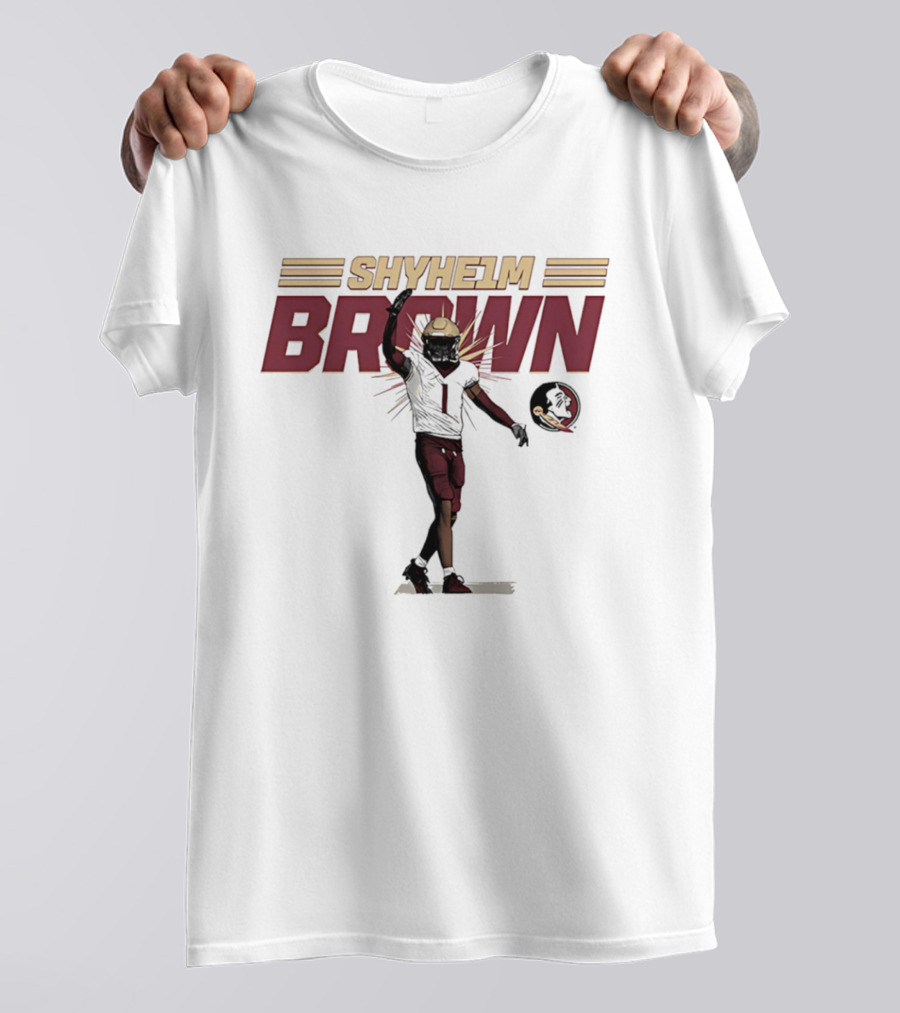 Shyheim Brown Fsu Football Caricature Ncaa Player Execution T-Shirt