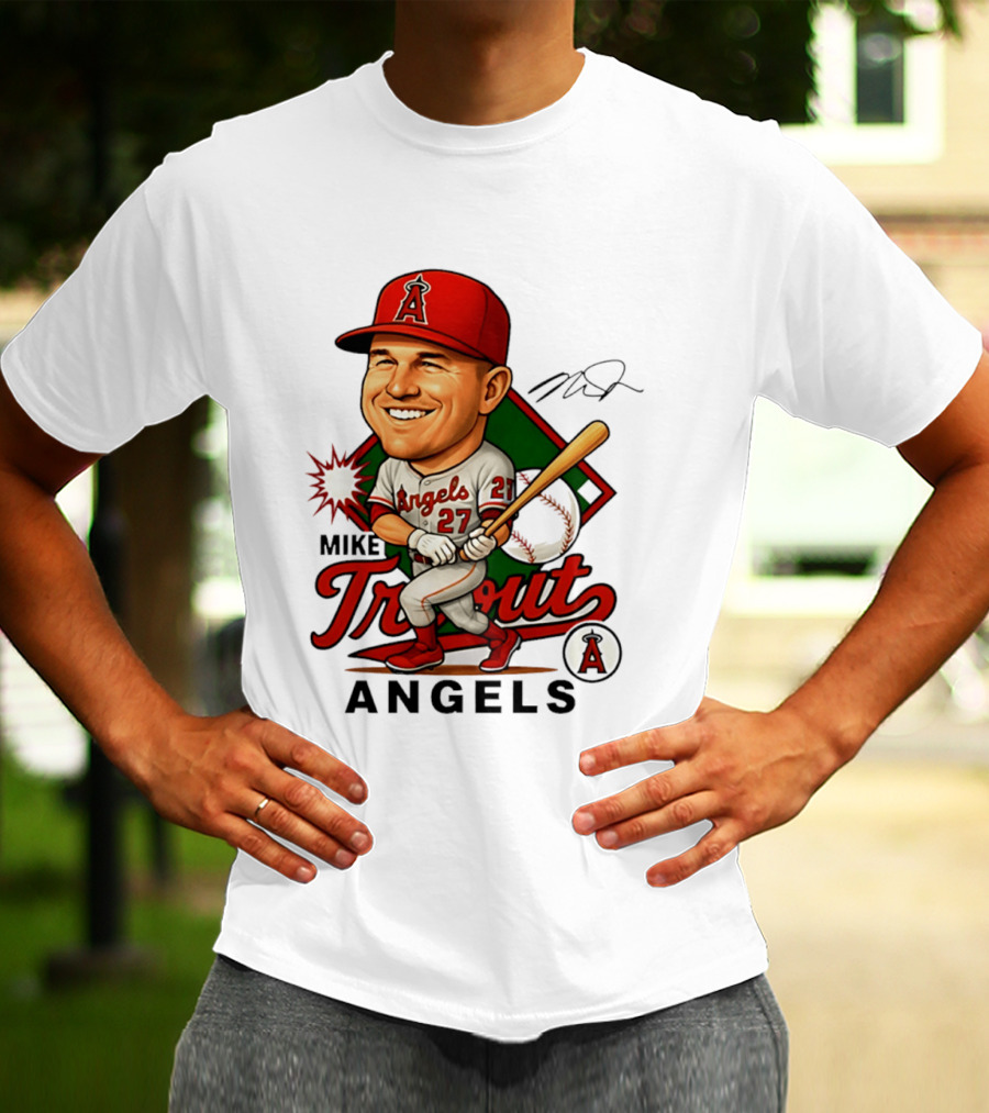 Mike Trout Angels Baseball Caricature Los Angeles Legend T-Shirt