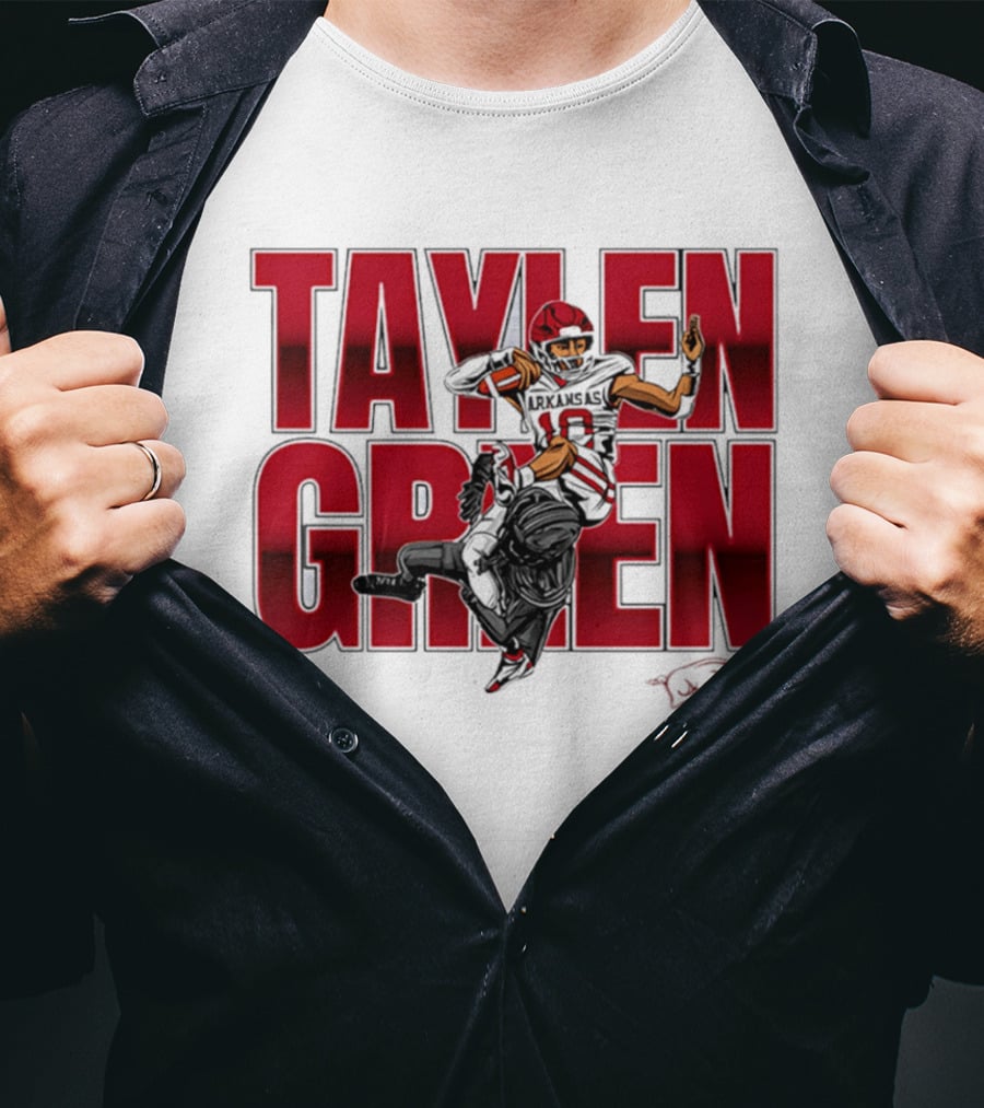 Taylen Green Arkansas Football NCAA Razorbacks Caricature T-Shirt