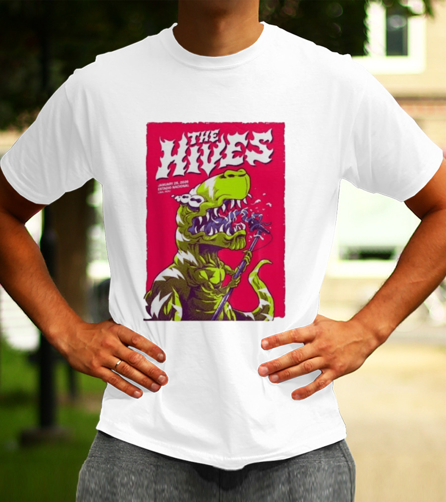 The Hives Live In Lima Peru January 25 2026 Estadio Nacional Dinosaur T-Shirt