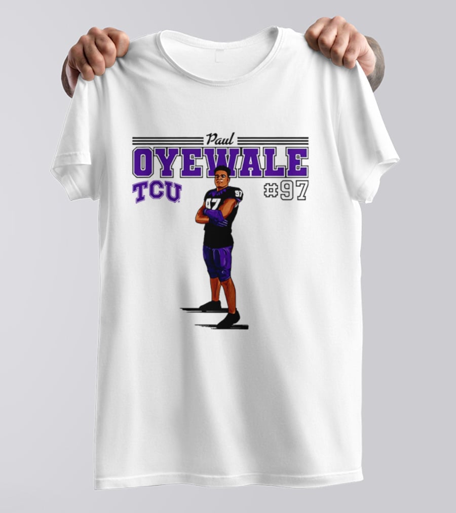 Paul Oyewale TCU Football NCAA #97 Caricature T-Shirt