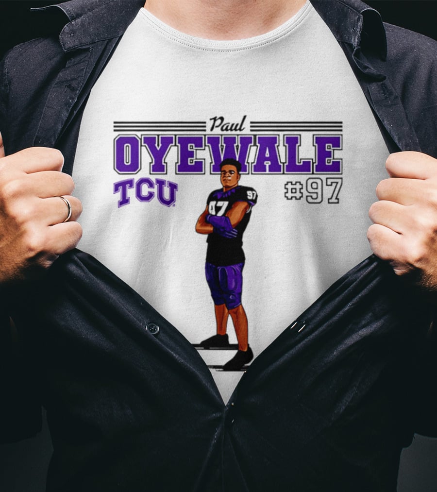 Paul Oyewale TCU Football NCAA #97 Caricature T-Shirt