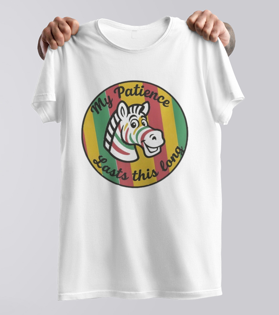 Zebra My Patience Lasts This Long Striped Cartoon T-Shirt