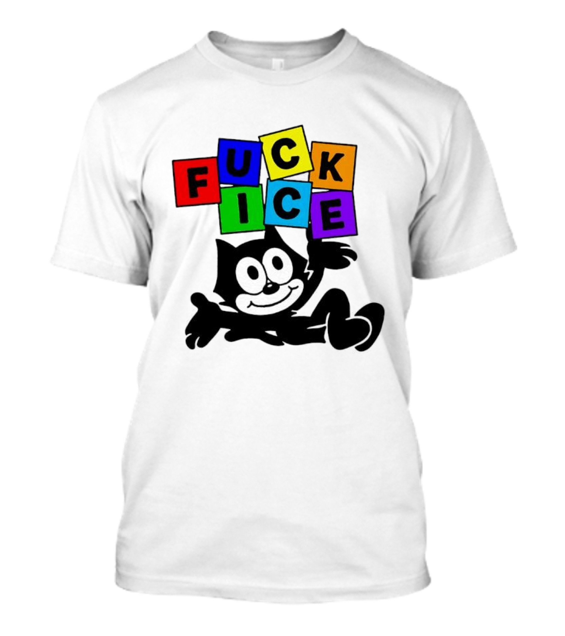 Felix The Cat Fuck ICE Colorful Blocks T-Shirt