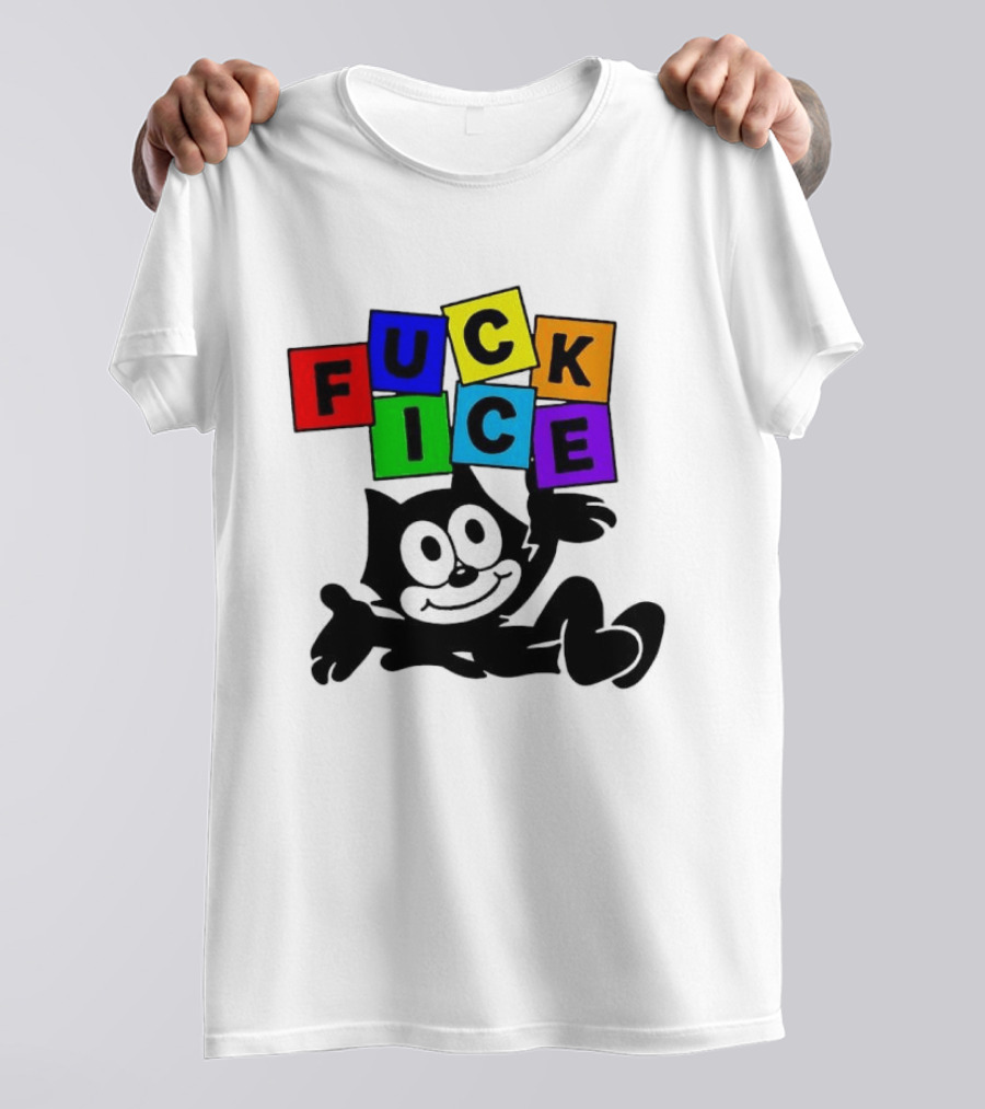 Felix The Cat Fuck ICE Colorful Blocks T-Shirt
