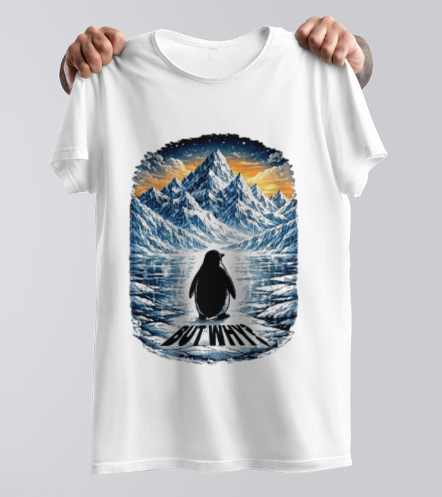 Viral Nihilist Penguin But Why Mountain Reflection T-Shirt