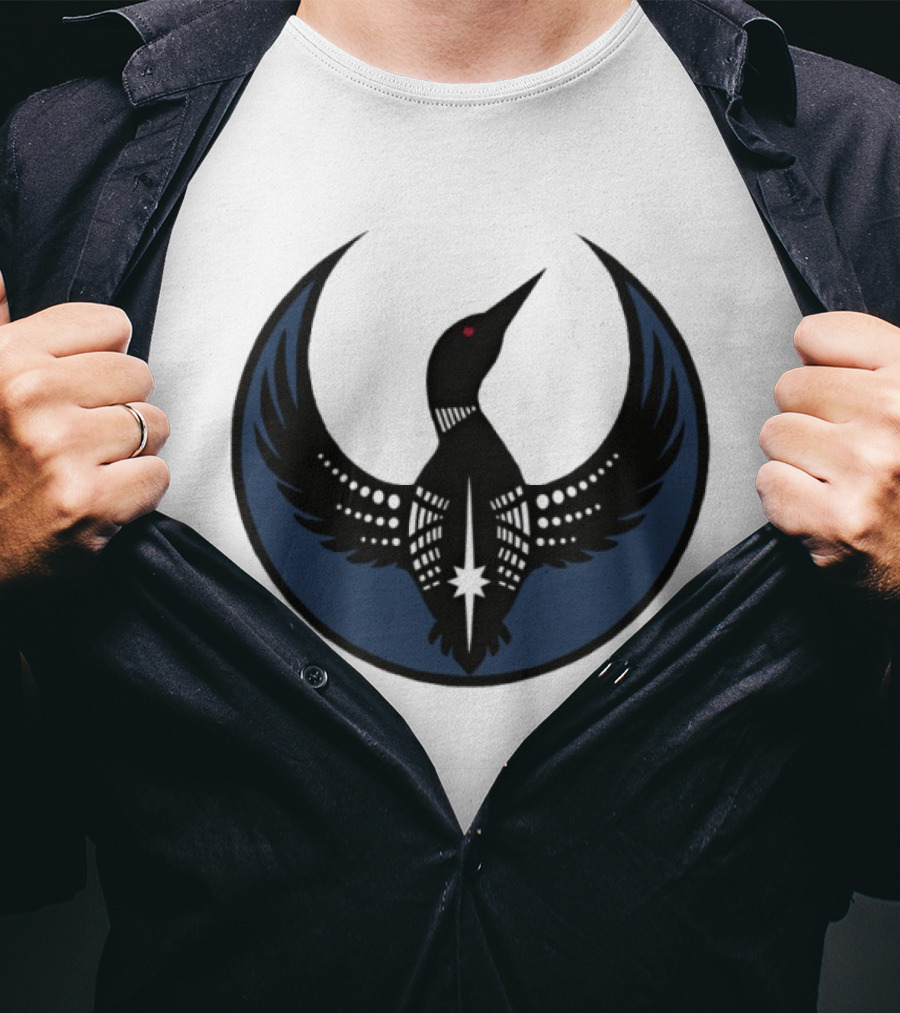Minnesota Loon Bird Resist Ice Dark Circle Wings T-Shirt