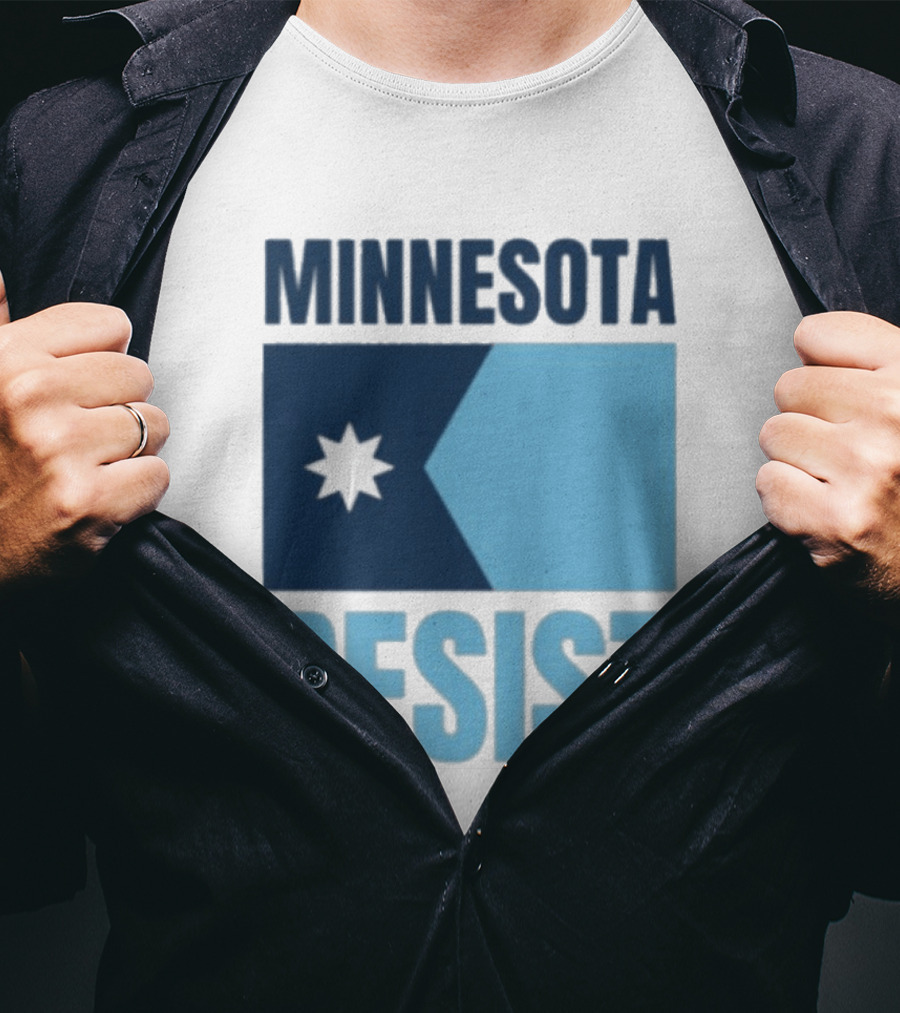 MINNESOTA RESIST Star Flag Blue Rectangle T-Shirt