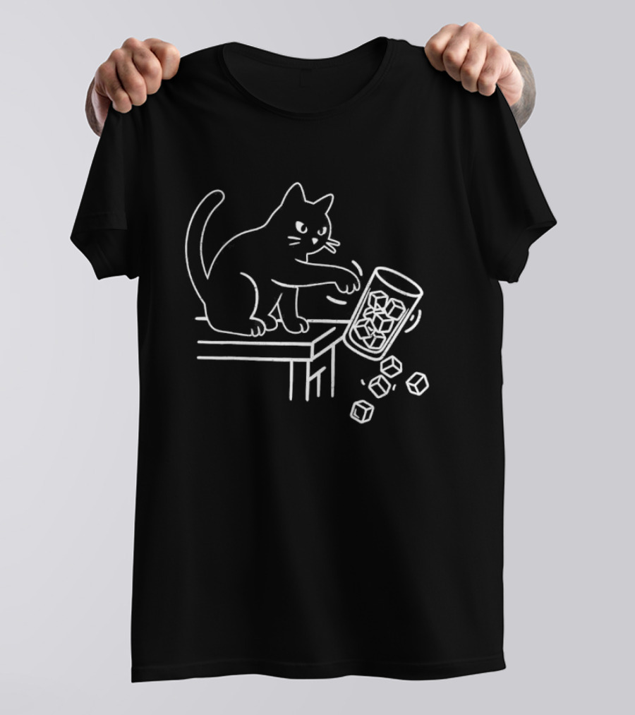 Abolish ICE Black Cat Knocking Over Glass Ice Cube Meme T-Shirt