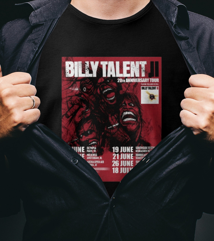 Billy Talent 20th Anniversary Tour Dates Europe Canada 2023 T-Shirt