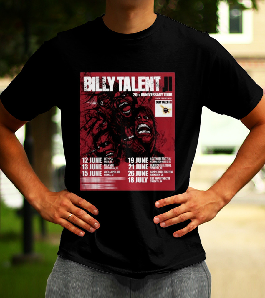 Billy Talent 20th Anniversary Tour Dates Europe Canada 2023 T-Shirt